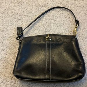 Coach black leather wristlet
